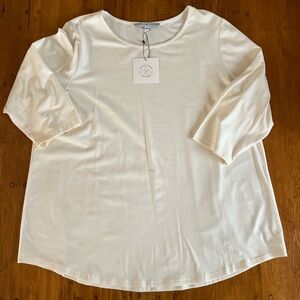 NWT Main Street Exchange Cream Top 3/4 Sleeve